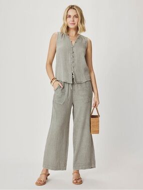 Splendid Ava Gauze Button Tank & Drawstring Pant Set | XS BNWT